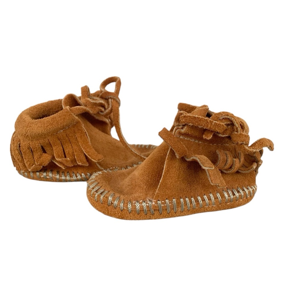 🌵Vintage Baby Infant Suede Leather Moccasin Shoes Size 1